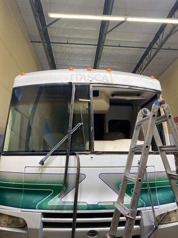 2004 Itasca Sunrise Rust Repair around Windshield
